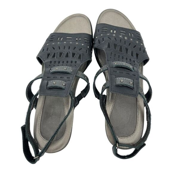 Naot Women's Leather Rivet Vogue Strappy Heels Brushed Metallic Black/Grey Sz 39 - Picture 9 of 9